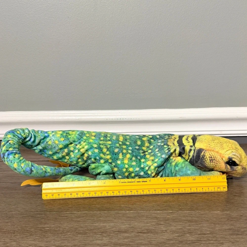 Folkmanis Collared Lizard Hand Puppet Green Yellow Blue Reptile Plush 12‎ inch